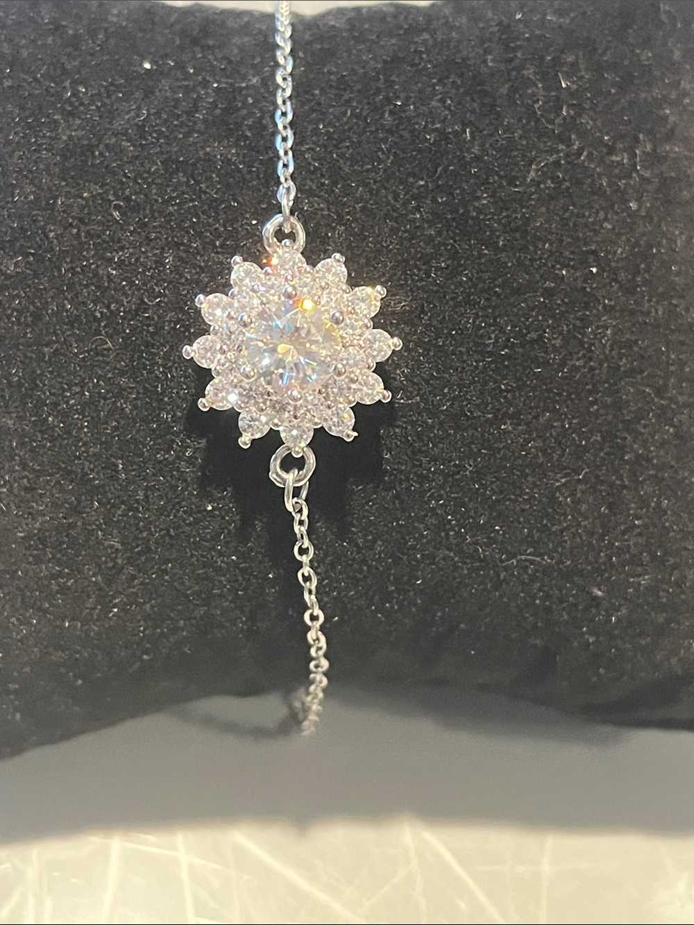 Delicate Silver Snowflake moisenitte Bracelet - Sparkling White Accent